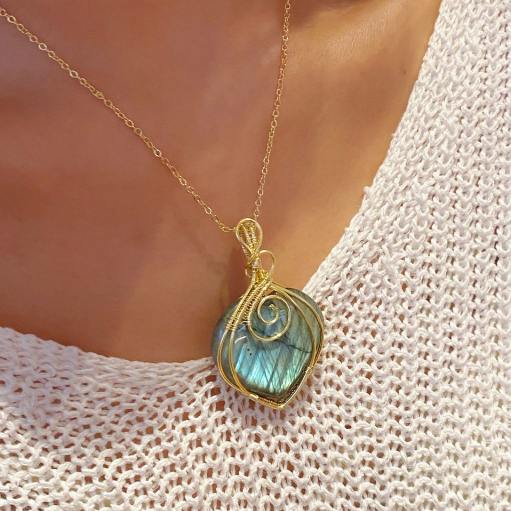 Handmade Labradorite Necklace | Crystal Jewelry for Sleep, Anxiety & Good Luck
