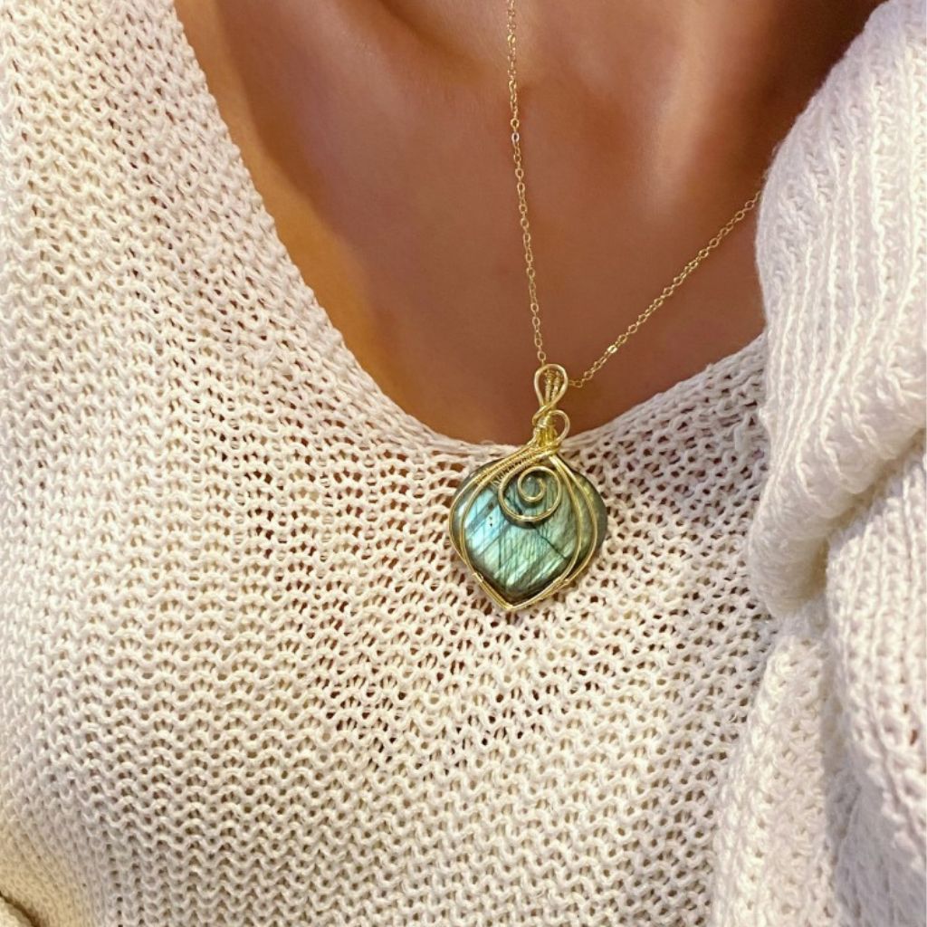 Handmade Labradorite Necklace | Crystal Jewelry for Sleep, Anxiety & Good Luck