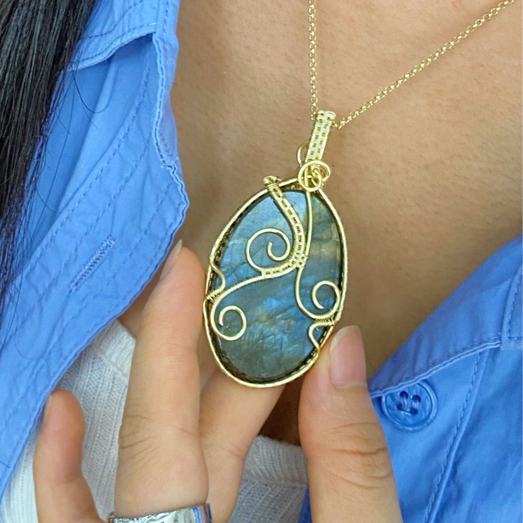 Handmade Labradorite Necklace | Crystal Jewelry for Sleep, Anxiety & Good Luck