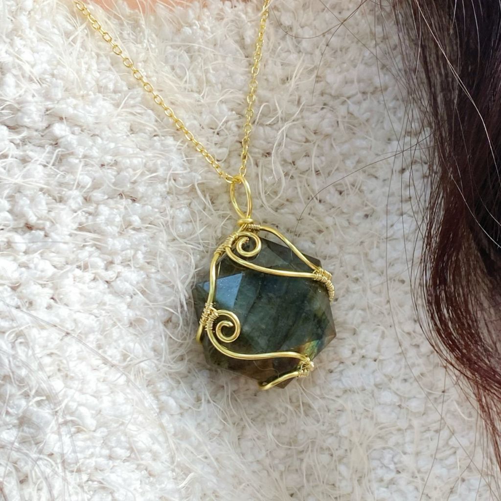 Handcrafted Labradorite Crystal Necklace for Deep Sleep & Positive Energy