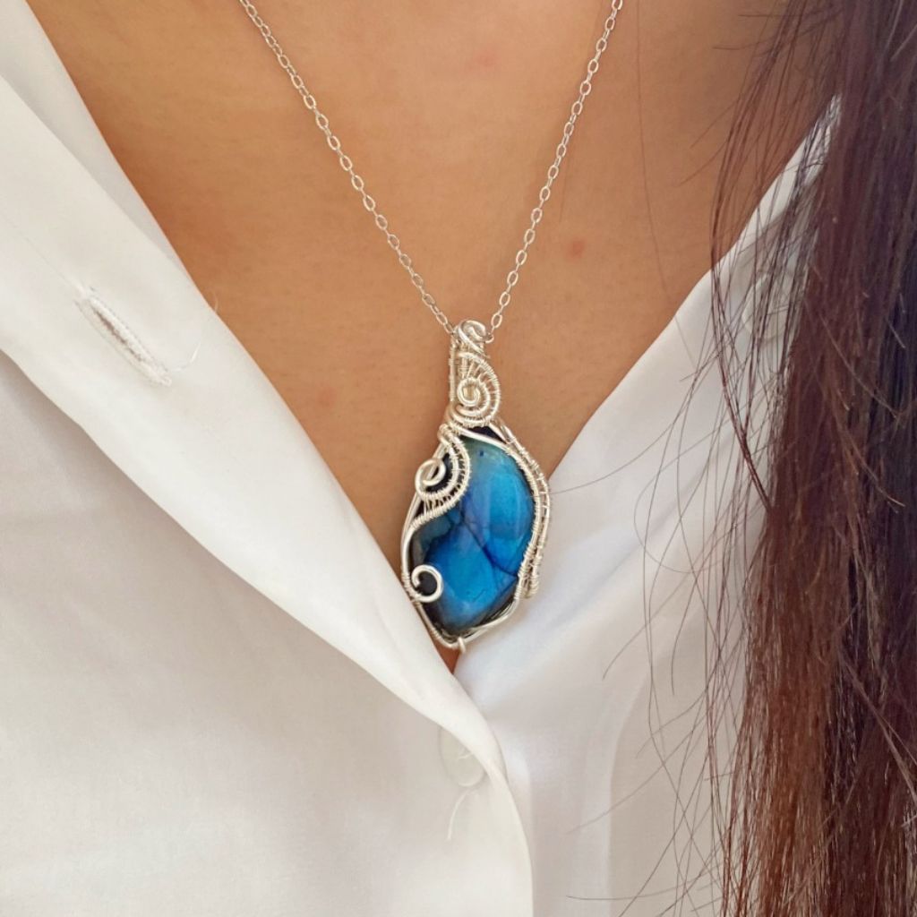 Handmade Labradorite Necklace | Crystal Jewelry for Sleep, Anxiety & Good Luck