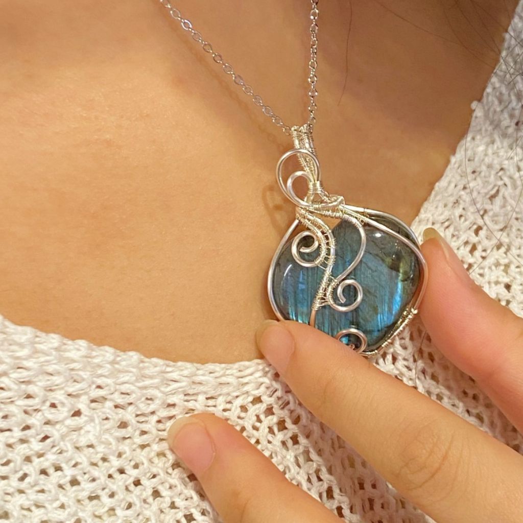 Handmade Labradorite Necklace | Crystal Jewelry for Sleep, Anxiety & Good Luck