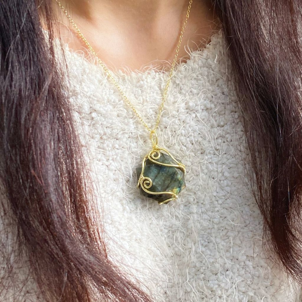 Handcrafted Labradorite Crystal Necklace for Deep Sleep & Positive Energy