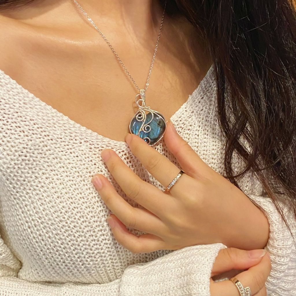 Handmade Labradorite Necklace | Crystal Jewelry for Sleep, Anxiety & Good Luck