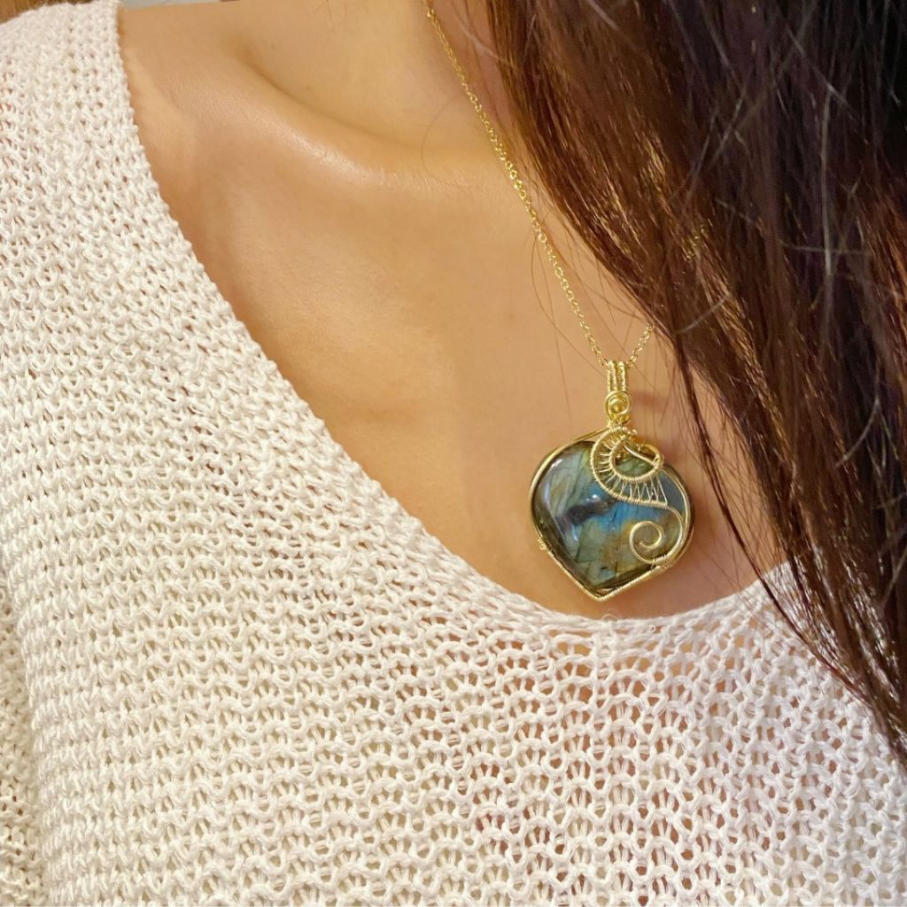 Handmade Labradorite Necklace | Crystal Jewelry for Sleep, Anxiety & Good Luck