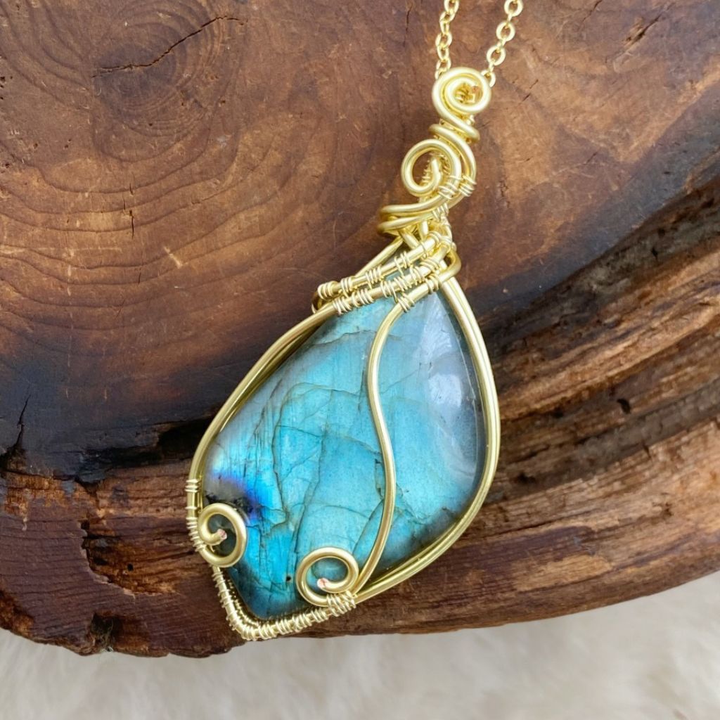 Handmade Labradorite Necklace | Crystal Jewelry for Sleep, Anxiety & Good Luck