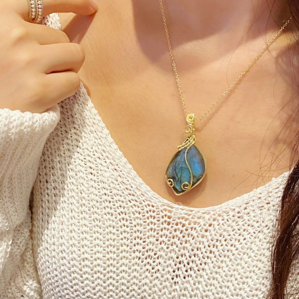 Handmade Labradorite Necklace | Crystal Jewelry for Sleep, Anxiety & Good Luck