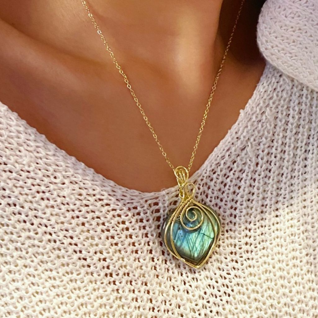 Handmade Labradorite Necklace | Crystal Jewelry for Sleep, Anxiety & Good Luck