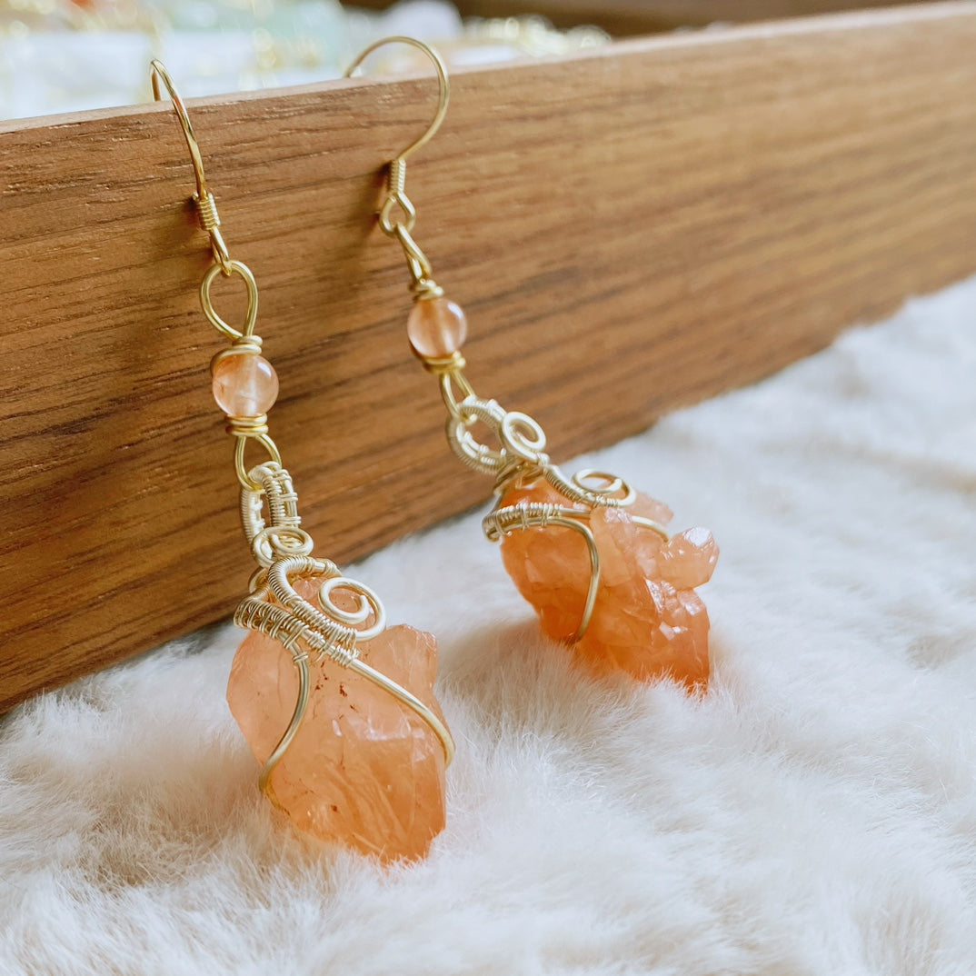 Pink Quartz Flower Earrings - Gentle Beauty and Love